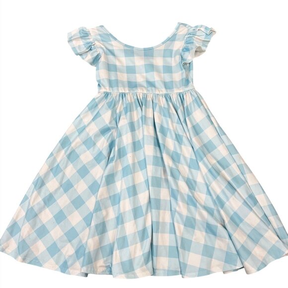 Dot Dot Smile DDS Light Blue & White Gingham Girls Flutter Sleeve Dress 7 - Picture 1 of 5